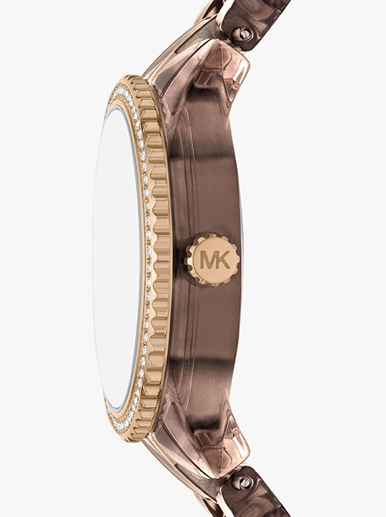 michael kors ritz pav  beige gold tone and acetate watch