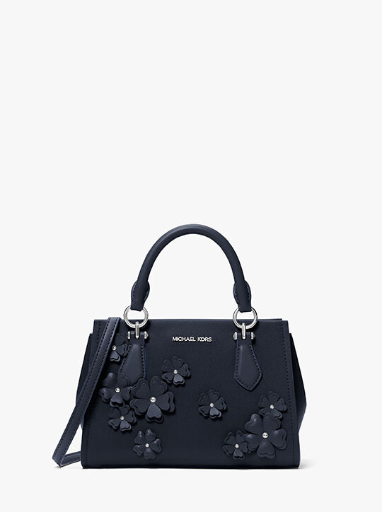 michael kors marilyn small floral embellished satchel