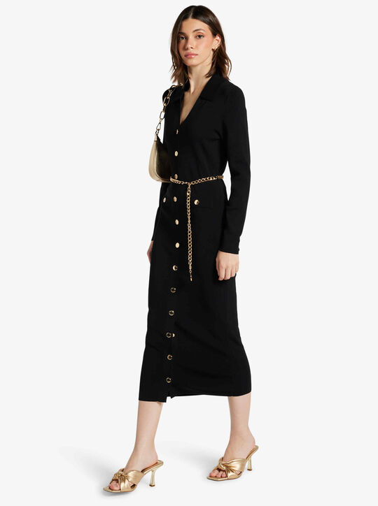 فستان محبوك مطاطي بحزام michael kors فستان محبوك مطاطي بحزام