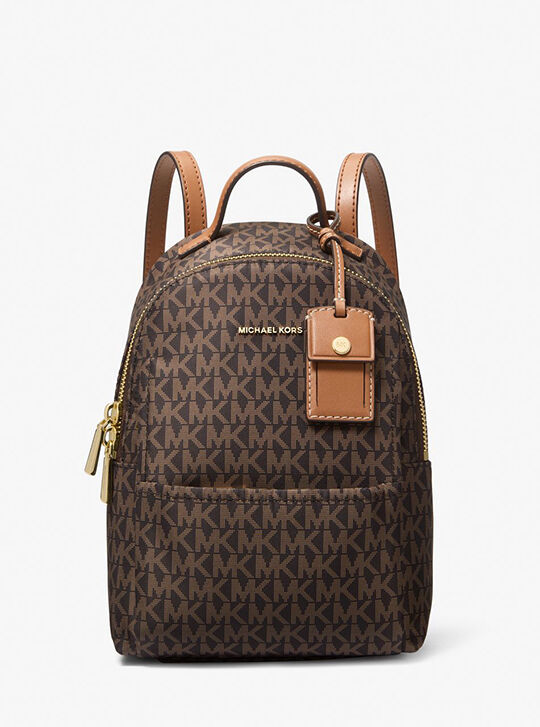 Sable Extra-Small Signature Logo Woven Backpack, BRN/ACORN