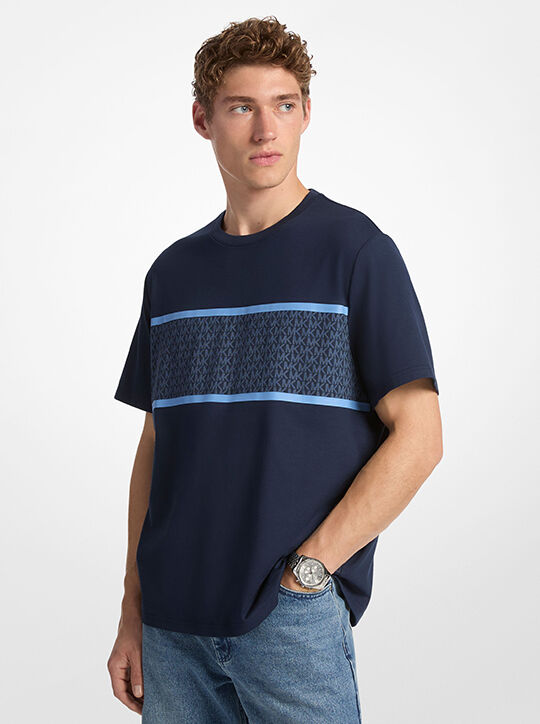 michael kors تي شيرت قطني مخطط بشعار الماركة