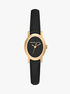 michael kors maude three hand black leather watch