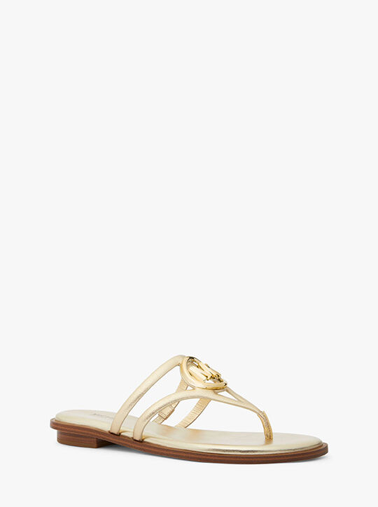michael kors hampton metallic leather sandal
