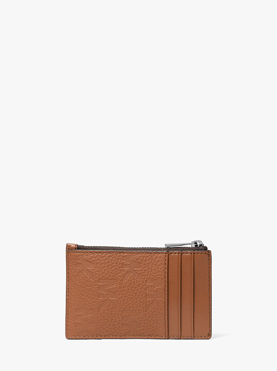 Hudson Logo Embossed Leather Card Case michael kors hudson logo embossed leather card case