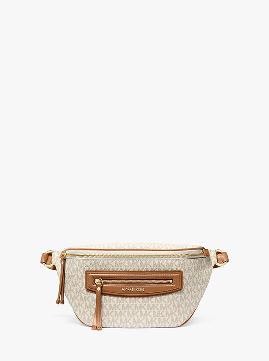 michael kors jet set travel medium signature logo sling pack