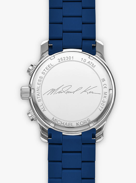 michael kors oversized runway navy tone watch