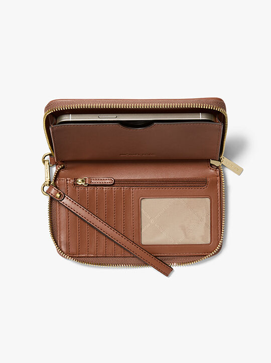 michael kors jet set travel large striped logo jacquard smartphone wristlet