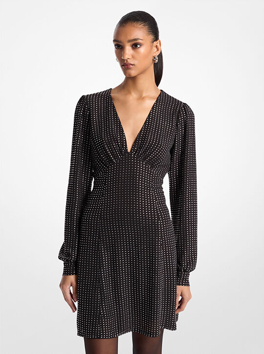 michael kors rhinestone georgette dress
