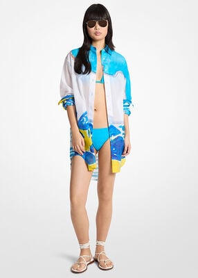 michael kors x christina zimpel cotton lawn shirtdress