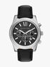 michael kors lexington chronograph black leather watch