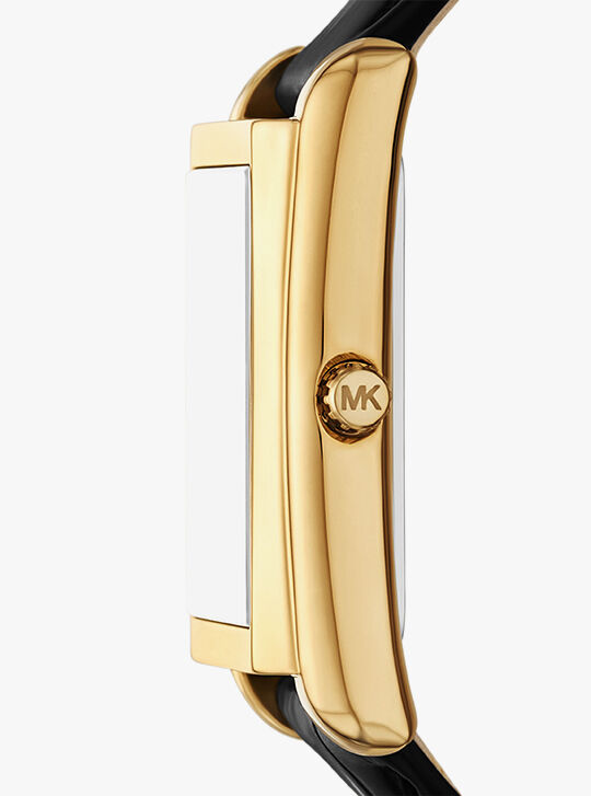 Essex Gold-Tone and Crocodile Embossed Leather Watch, GOLD