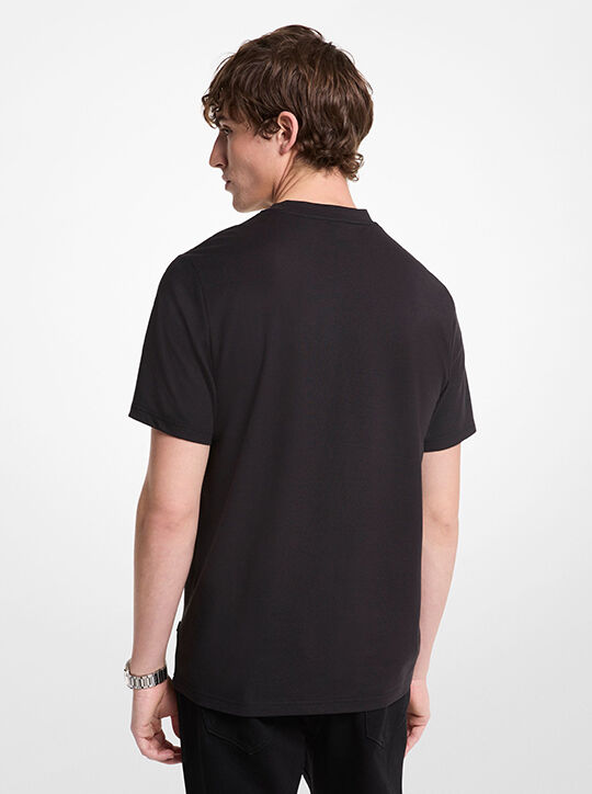 michael kors تي شيرت بيكيه من مزيج القطن