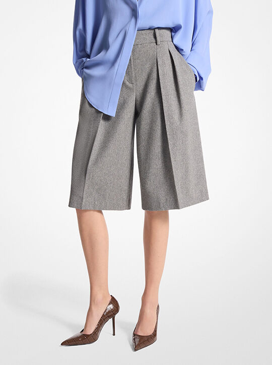 michael kors stretch wool flannel pleated shorts
