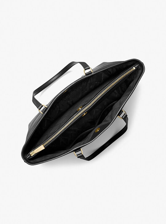 Temple Large Pebbled Leather Tote Bag, BLACK | Michael Kors KSA