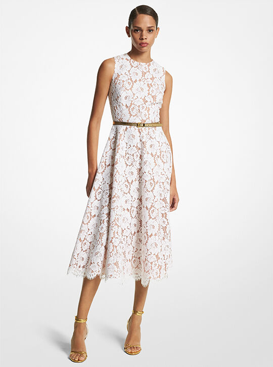 michael kors فستان رقص من مزيج القطن والدانتيل المزهر