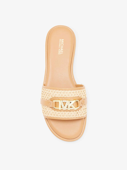 michael kors ember embellished straw slide sandal