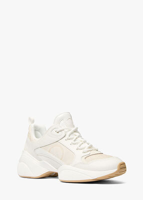 michael kors bowie leather and mesh trainer