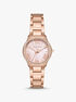 michael kors sage three hand rose gold tone stainless steel watch