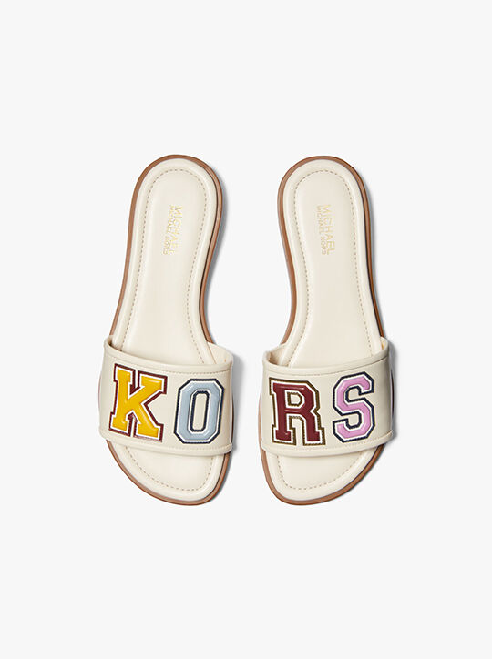 michael kors deanna embellished faux leather slide sandal