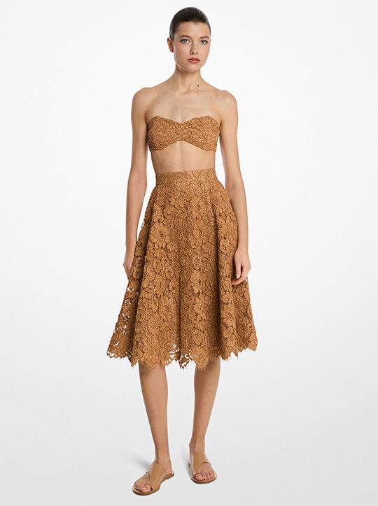 Hand-Embroidered Floral Lace Circle Skirt michael kors hand embroidered floral lace circle skirt