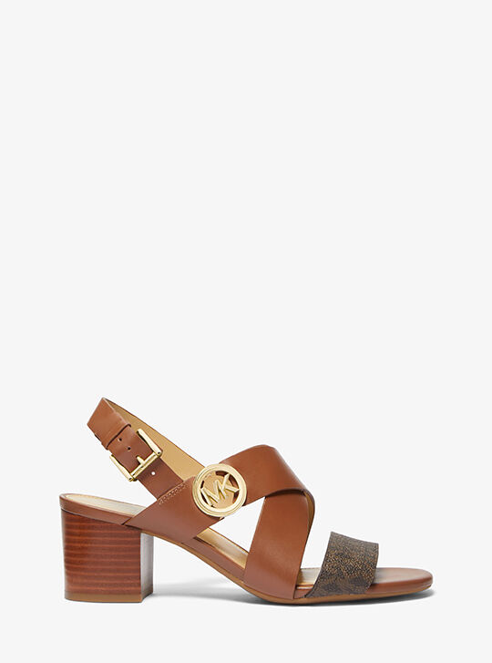 Vera Logo and Leather Sandal, BROWN MULTI | Michael Kors KSA