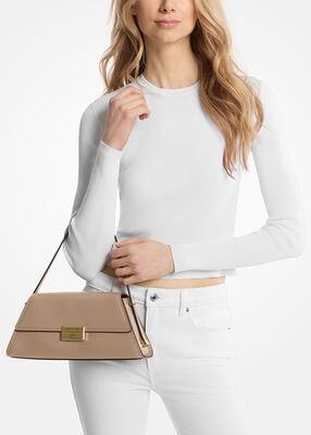 michael kors حقيبة كتف لودلو جلدية متوسطة الحجم