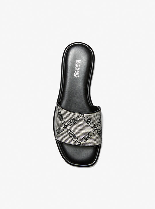 Hayworth Empire Logo Jacquard Slide Sandal, NAT/ BLK | Michael Kors KSA