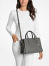 Laila Medium Logo Embossed Burnished Leather Satchel michael kors laila medium logo embossed burnished leather satchel