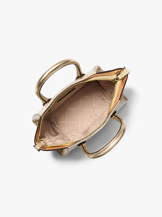 michael kors حقيبة أفريل الصغيرة لامعة بشعار الماركة