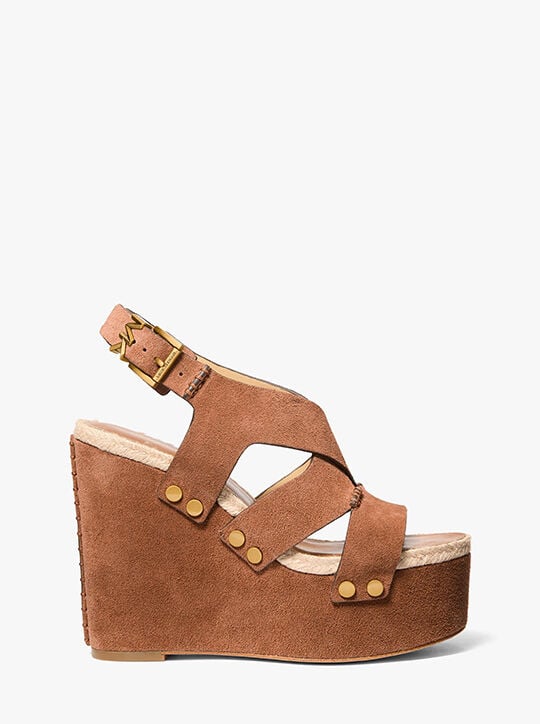 Raven Studded Suede Wedge Sandal michael kors raven studded suede wedge sandal