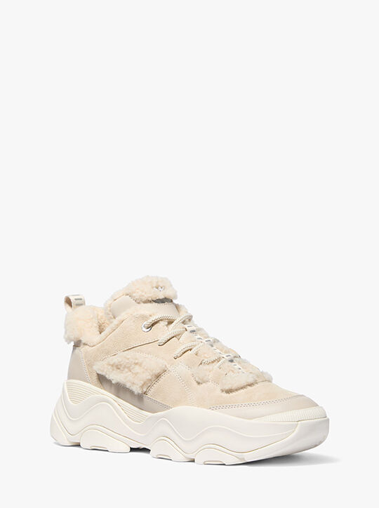 michael kors حذاء أطلس الرياضي من جلد الغزال والصوف