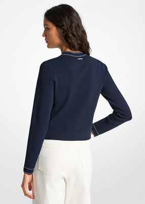 michael kors contrast trim stretch knit cardigan