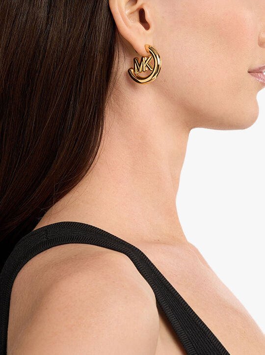 michael kors logo hoop earrings