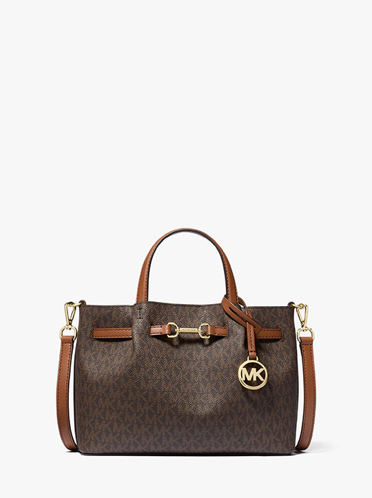 michael kors carson small signature logo satchel