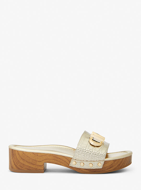 صندل باركر جلد بنعل سميك منقوش جلد التمساح ميتاليك michael kors صندل باركر جلد بنعل سميك منقوش جلد التمساح ميتاليك