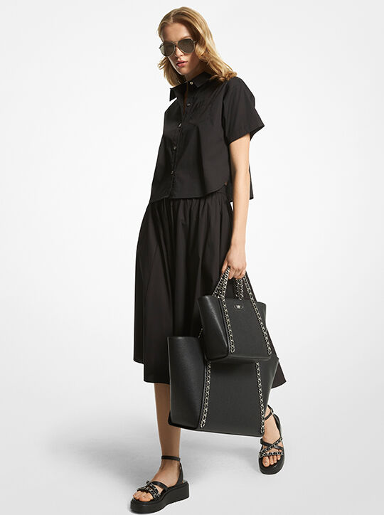 michael kors stretch organic cotton poplin cropped shirt