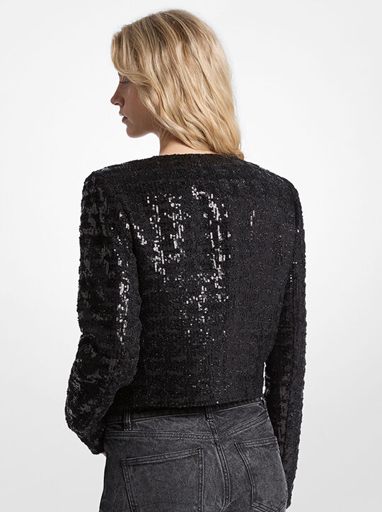 michael kors sequined tweed cropped jacket