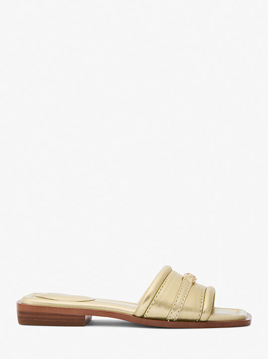 michael kors mandy metallic leather slide sandal