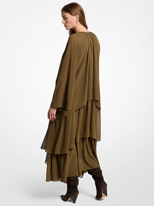 Ruffled Georgette High-Low Maxi Dress michael kors ruffled georgette high low maxi dress