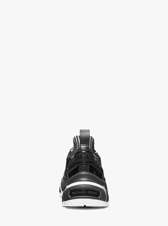 michael kors lucas knit and rubberized leather trainer