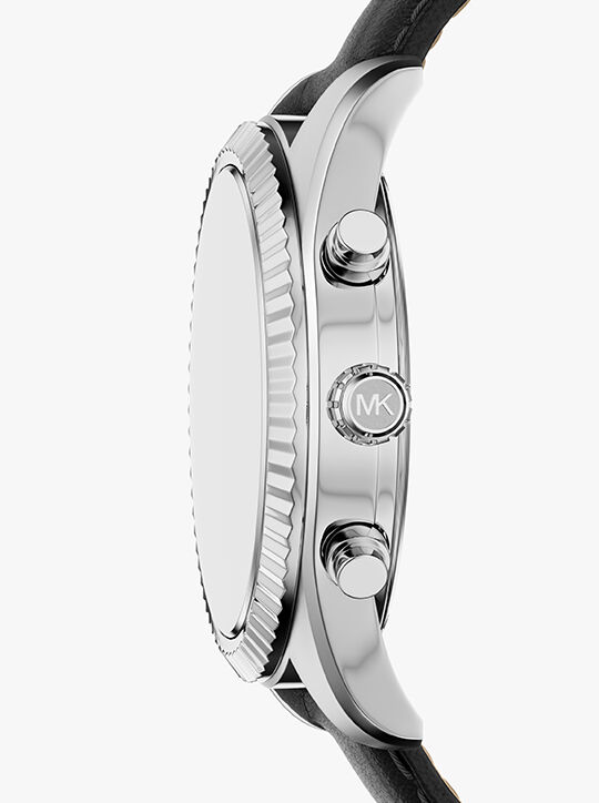 michael kors lexington chronograph black leather watch