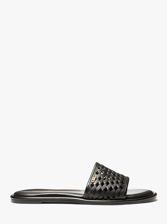 michael kors saylor hand woven leather slide sandal