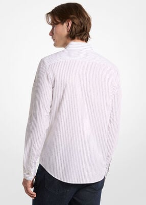 michael kors logo pinstripe stretch cotton shirt