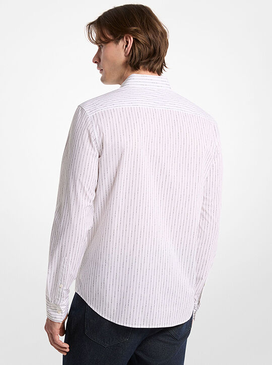 Logo Pinstripe Stretch Cotton Shirt michael kors logo pinstripe stretch cotton shirt