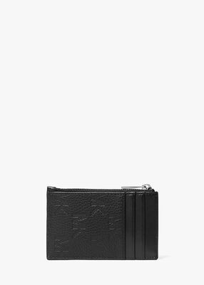 michael kors hudson logo embossed leather card case