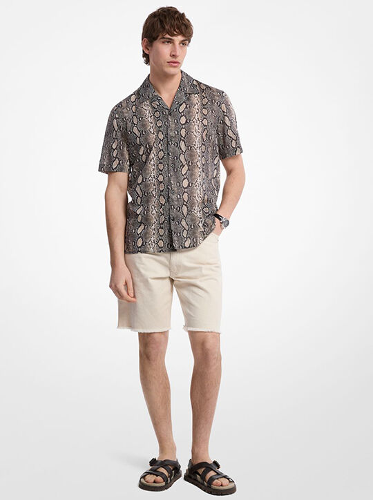 michael kors snake print cotton camp shirt