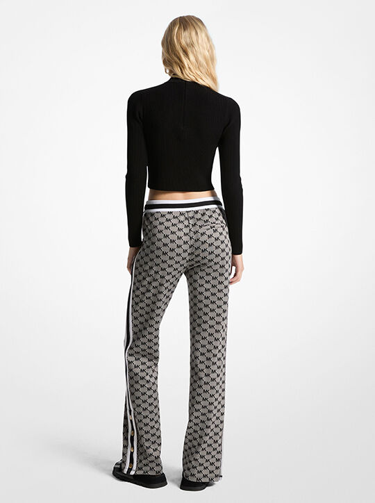 michael kors logo jacquard knit side snap track pants