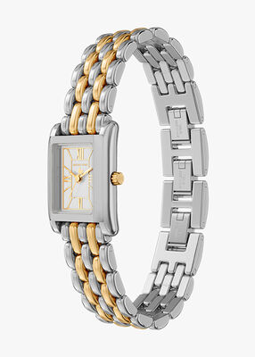 michael kors essex three hand two tone stainless steel watch