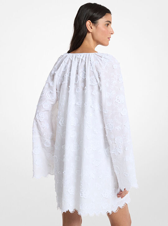 michael kors فستان من قماش الفوال القطني المطرز بالزهور