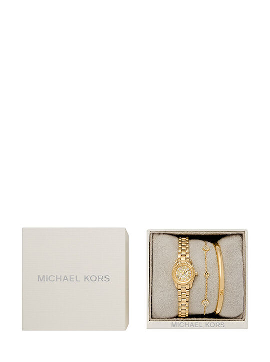 Petite Lexington Pavé Gold-Tone Watch and Jewelry Gift Set michael kors petite lexington pav gold tone watch and jewelry gift set
